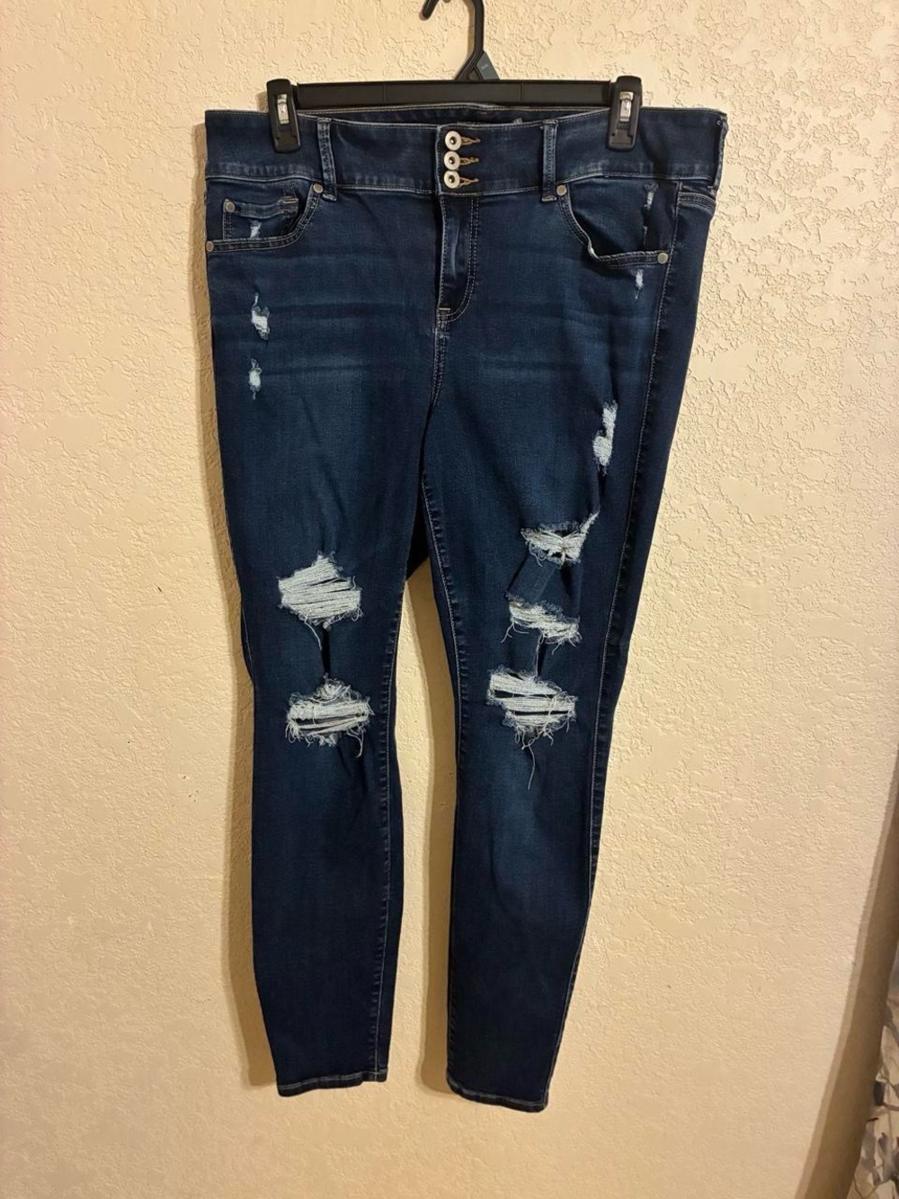 torrid Dark Blue Distressed High-Rise Jeggings